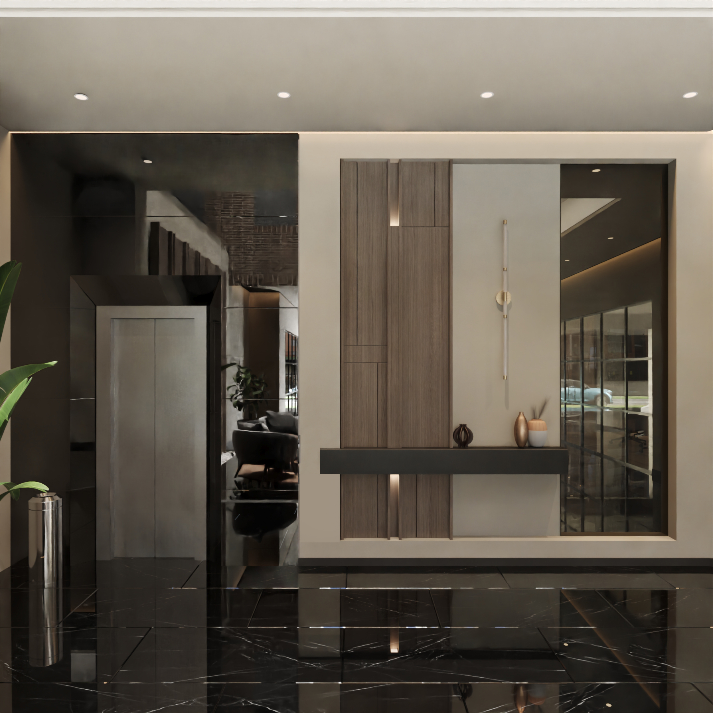 Ascensor enchape negro_Pórtico VIII_1802 Ascensor enchape negro_Pórtico VIII_1802